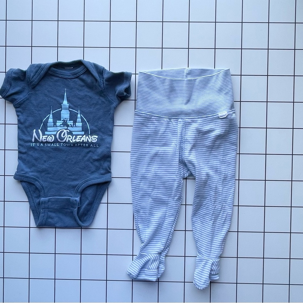 Dirty Coast New Orleans newborn onesie + bonus H&M organic cotton leggings